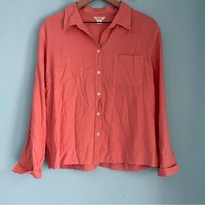 Christopher & Banks Vintage Orange Linen Breathable Boxy Tunic XL Relaxed Loose